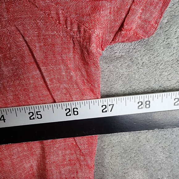 Mens Marc Anthony Red Linen Blend Shirt Button Down Slim Fit Short Sleeve XXL - Picture 7 of 9
